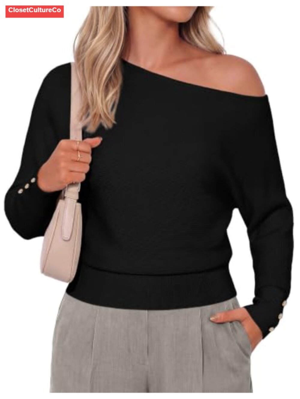 Off Shoulder Sweater Long Batwing Sleeve Knit Pullover Dolman Top